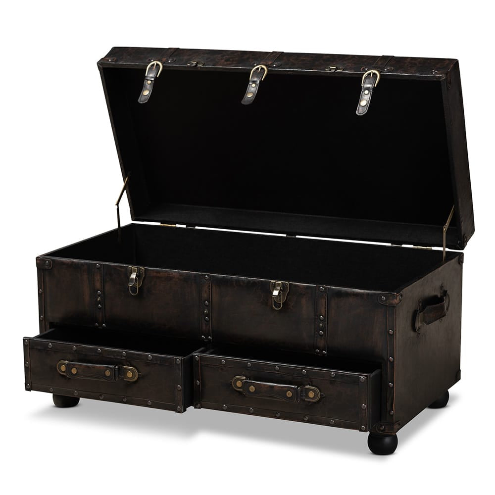 Baxton Studio - Callum Storage Ottoman in Dark Brown/Black - JY19A418-Brown-Otto view 2