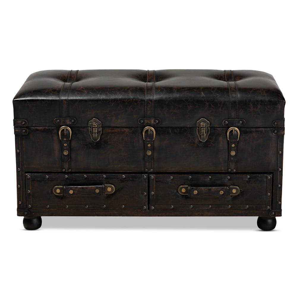 Baxton Studio - Callum Storage Ottoman in Dark Brown/Black - JY19A418-Brown-Otto view 3