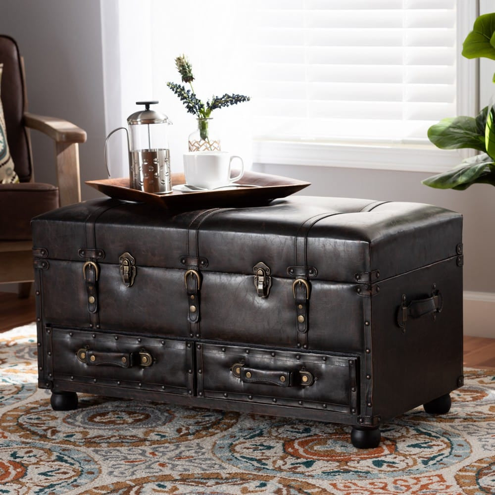 Baxton Studio - Callum Storage Ottoman in Dark Brown/Black - JY19A418-Brown-Otto view 10