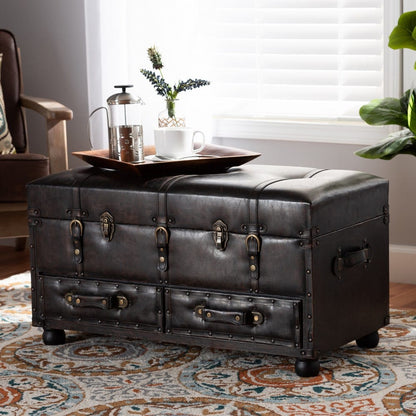 Baxton Studio - Callum Storage Ottoman in Dark Brown/Black - JY19A418-Brown-Otto view 10