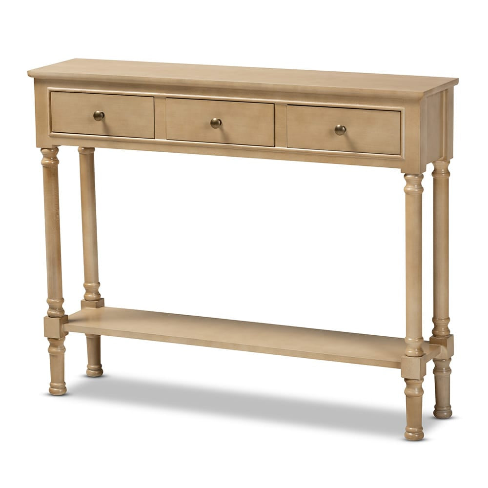 Baxton Studio - Calvin Console Table in Oak Brown - WERPL-01-Brown-Console view 1