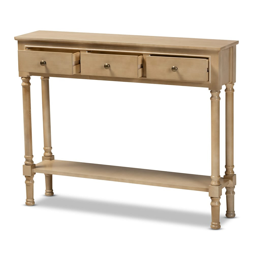 Baxton Studio - Calvin Console Table in Oak Brown - WERPL-01-Brown-Console view 2
