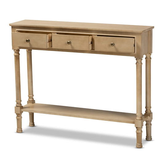 Baxton Studio - Calvin Console Table in Oak Brown - WERPL-01-Brown-Console view 2