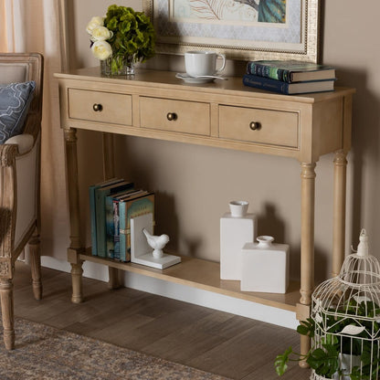 Baxton Studio - Calvin Console Table in Oak Brown - WERPL-01-Brown-Console view 7