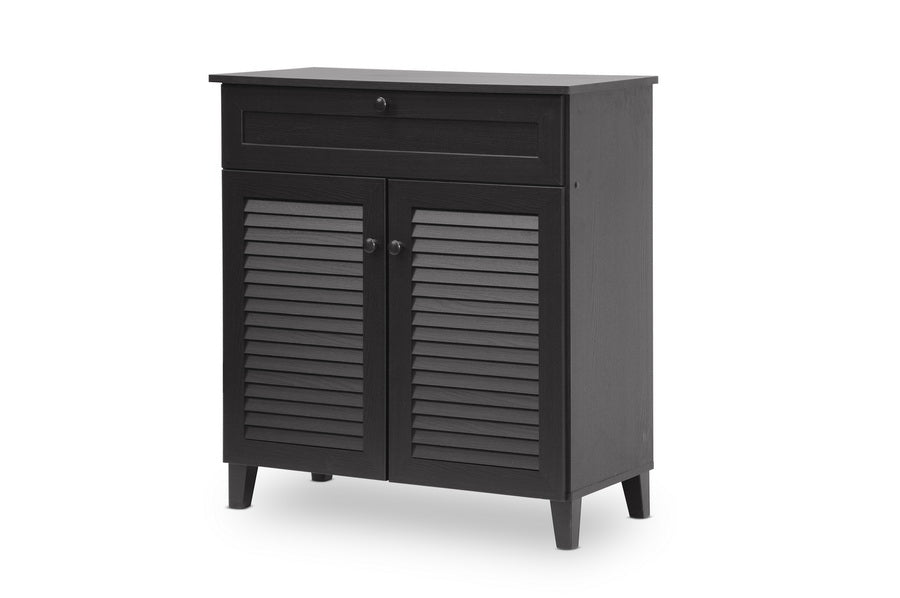 Baxton Studio - Calvin Shoe Cabinet in Dark Brown - FP-02LV-Espresso view 1