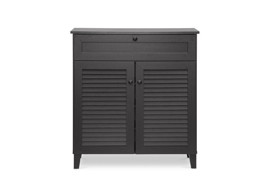 Baxton Studio - Calvin Shoe Cabinet in Dark Brown - FP-02LV-Espresso view 2