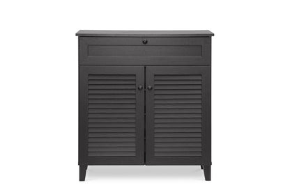 Baxton Studio - Calvin Shoe Cabinet in Dark Brown - FP-02LV-Espresso view 2