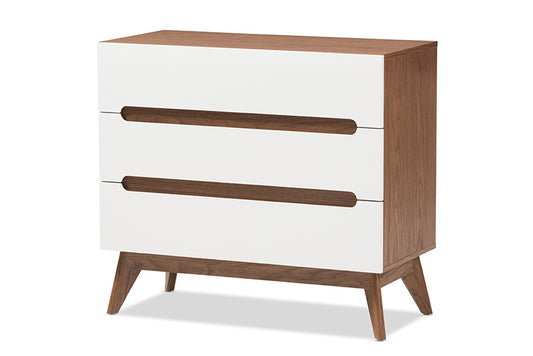 Baxton Studio - Calypso Chest - Calypso-Walnut/White-3DW-Chest view 1