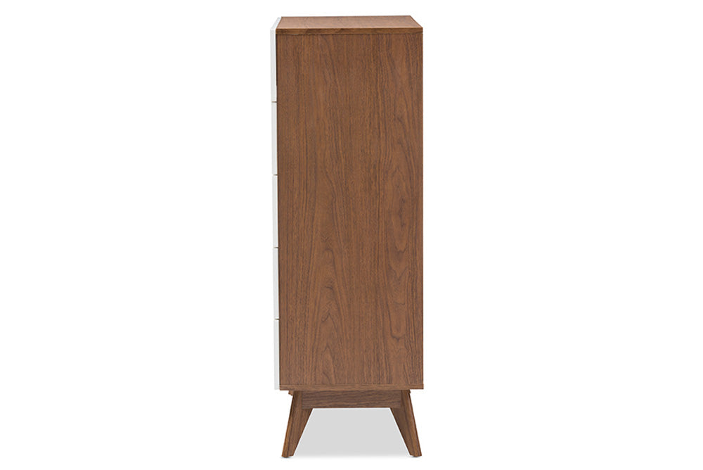 Baxton Studio - Calypso Chest - Calypso-Walnut/White-5DW-Chest view 4