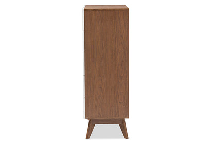 Baxton Studio - Calypso Chest - Calypso-Walnut/White-5DW-Chest view 4