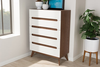 Baxton Studio - Calypso Chest - Calypso-Walnut/White-5DW-Chest view 5
