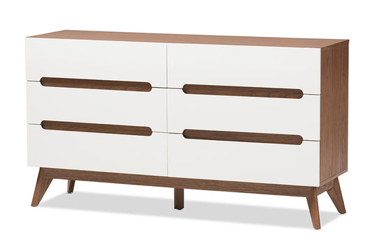 Baxton Studio - Calypso Chest - Calypso-Walnut/White-6DW-Chest view 1