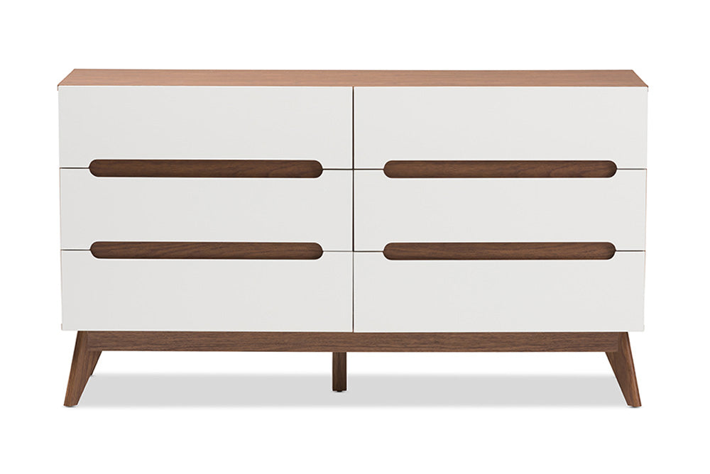 Baxton Studio - Calypso Chest - Calypso-Walnut/White-6DW-Chest view 3