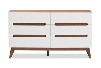 Baxton Studio - Calypso Chest - Calypso-Walnut/White-6DW-Chest view 3