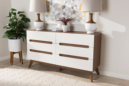 Baxton Studio - Calypso Chest - Calypso-Walnut/White-6DW-Chest view 5