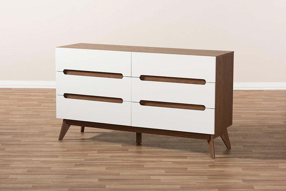 Baxton Studio - Calypso Chest - Calypso-Walnut/White-6DW-Chest view 7