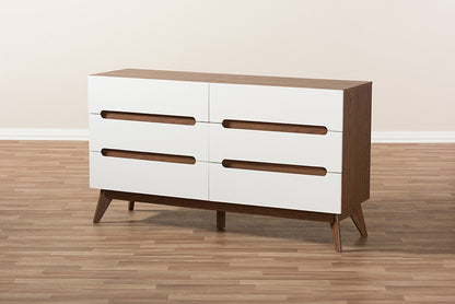 Baxton Studio - Calypso Chest - Calypso-Walnut/White-6DW-Chest view 7