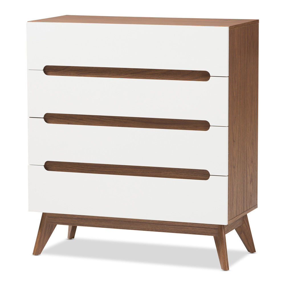 Baxton Studio - Calypso Chest in White/"Walnut" Brown - Calypso-Walnut/White-4DW-Chest view 1