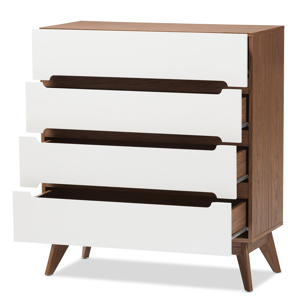 Baxton Studio - Calypso Chest in White/"Walnut" Brown - Calypso-Walnut/White-4DW-Chest view 2