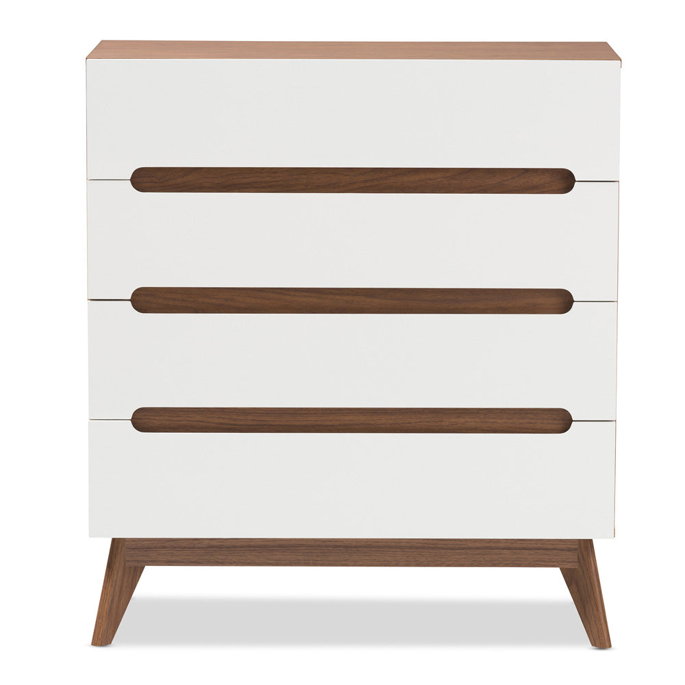Baxton Studio - Calypso Chest in White/"Walnut" Brown - Calypso-Walnut/White-4DW-Chest view 3