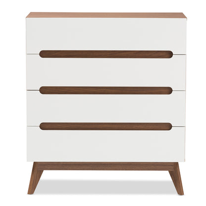Baxton Studio - Calypso Chest in White/"Walnut" Brown - Calypso-Walnut/White-4DW-Chest view 3