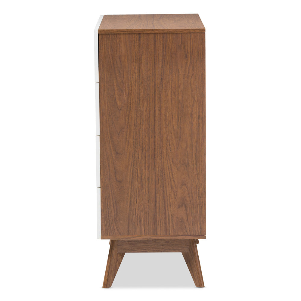 Baxton Studio - Calypso Chest in White/"Walnut" Brown - Calypso-Walnut/White-4DW-Chest view 4