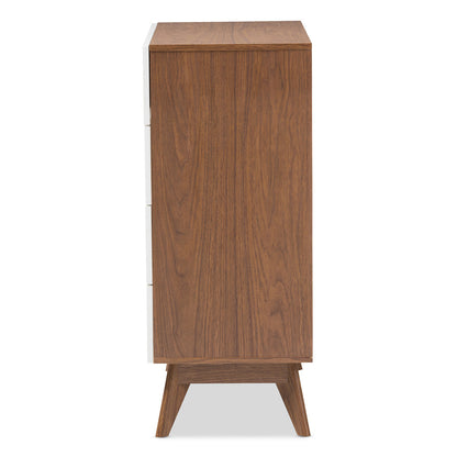 Baxton Studio - Calypso Chest in White/"Walnut" Brown - Calypso-Walnut/White-4DW-Chest view 4