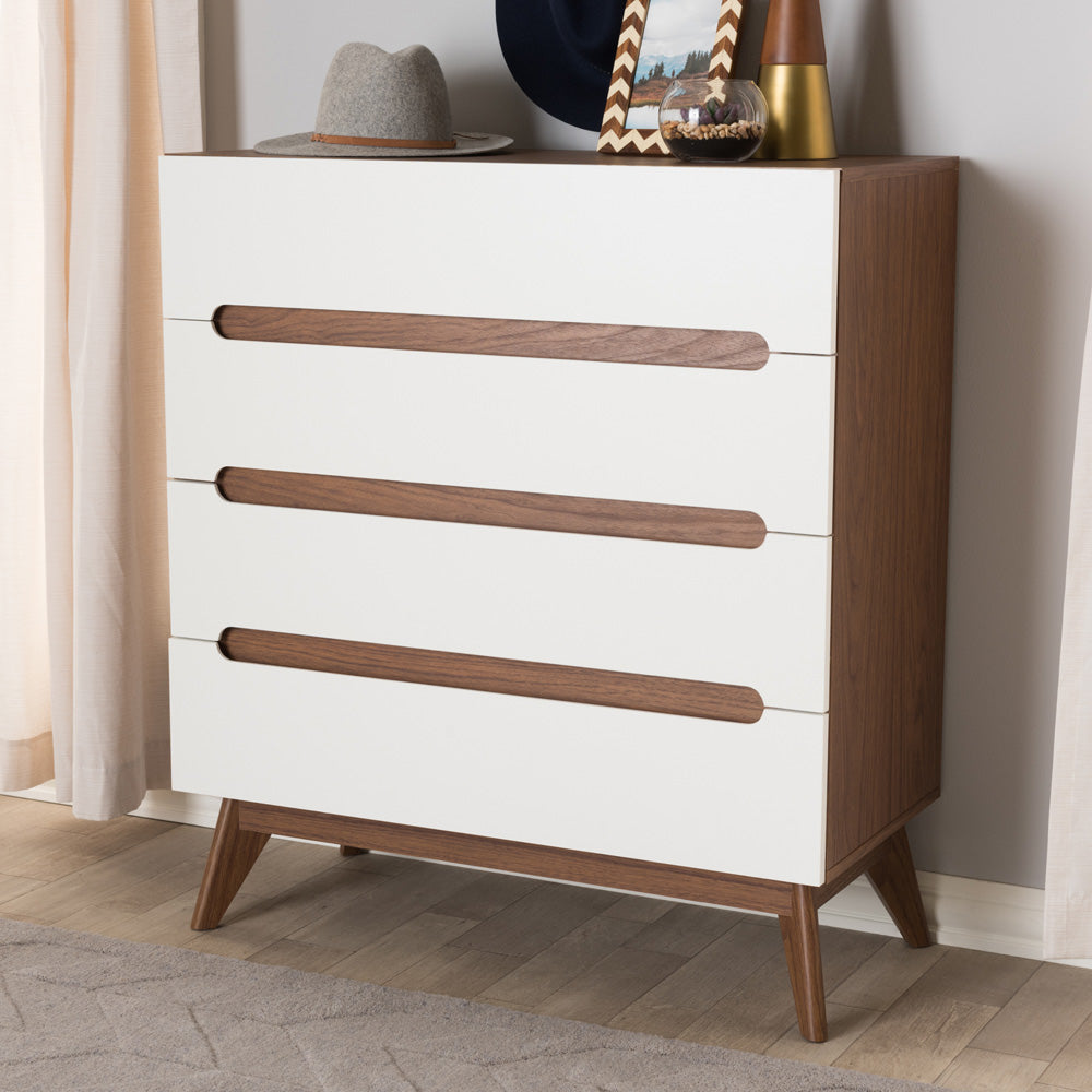 Baxton Studio - Calypso Chest in White/"Walnut" Brown - Calypso-Walnut/White-4DW-Chest view 6