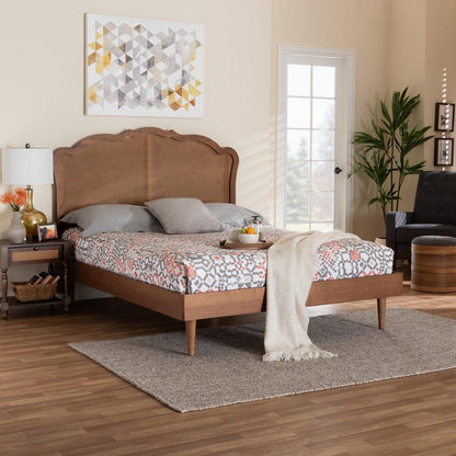 Baxton Studio - Camden Queen Bed w/ Headboard in Walnut Brown - MG9773-1/97151-Queen view 7
