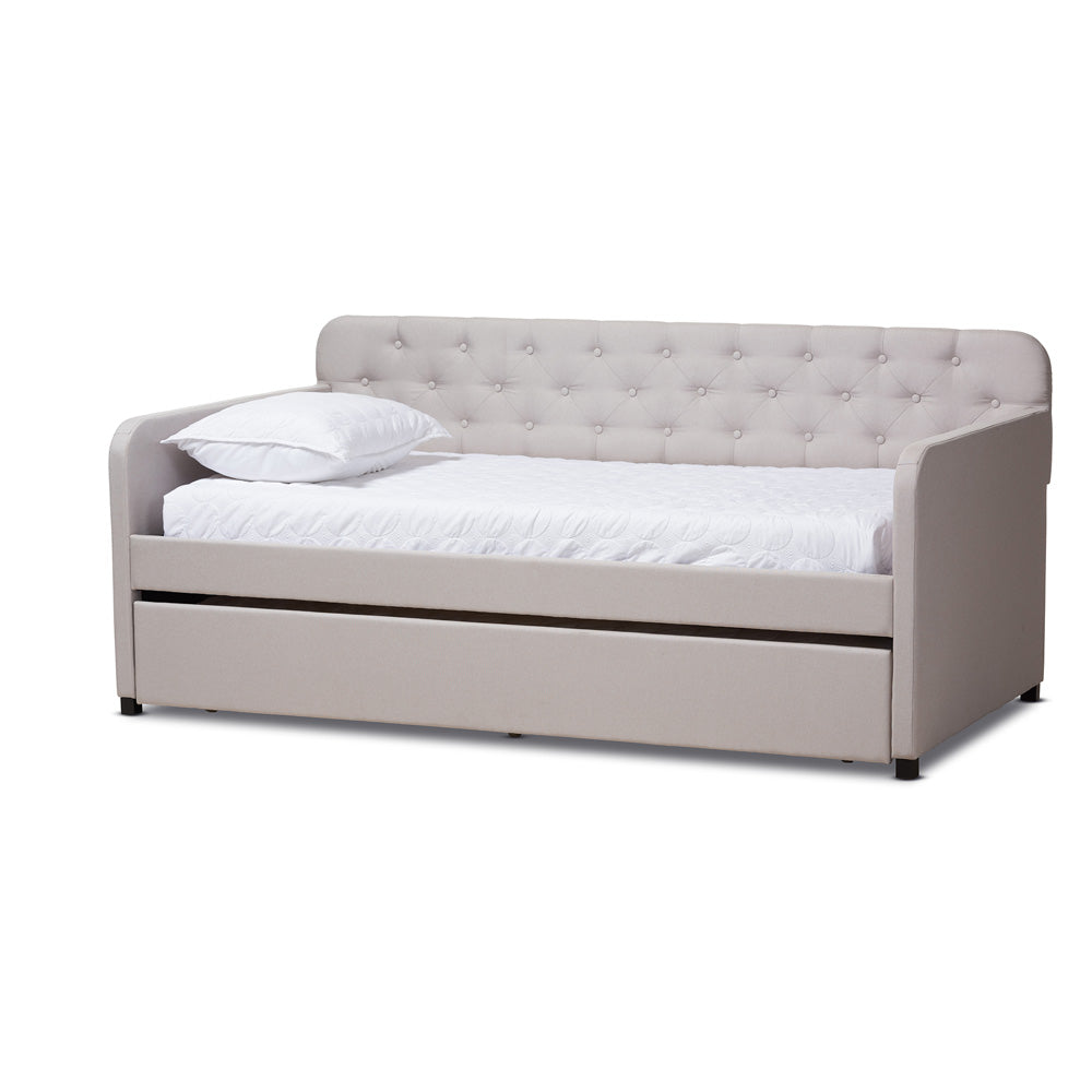 Baxton Studio - Camelia Twin Size Daybed in Beige - Camelia-Beige-Daybed view 1