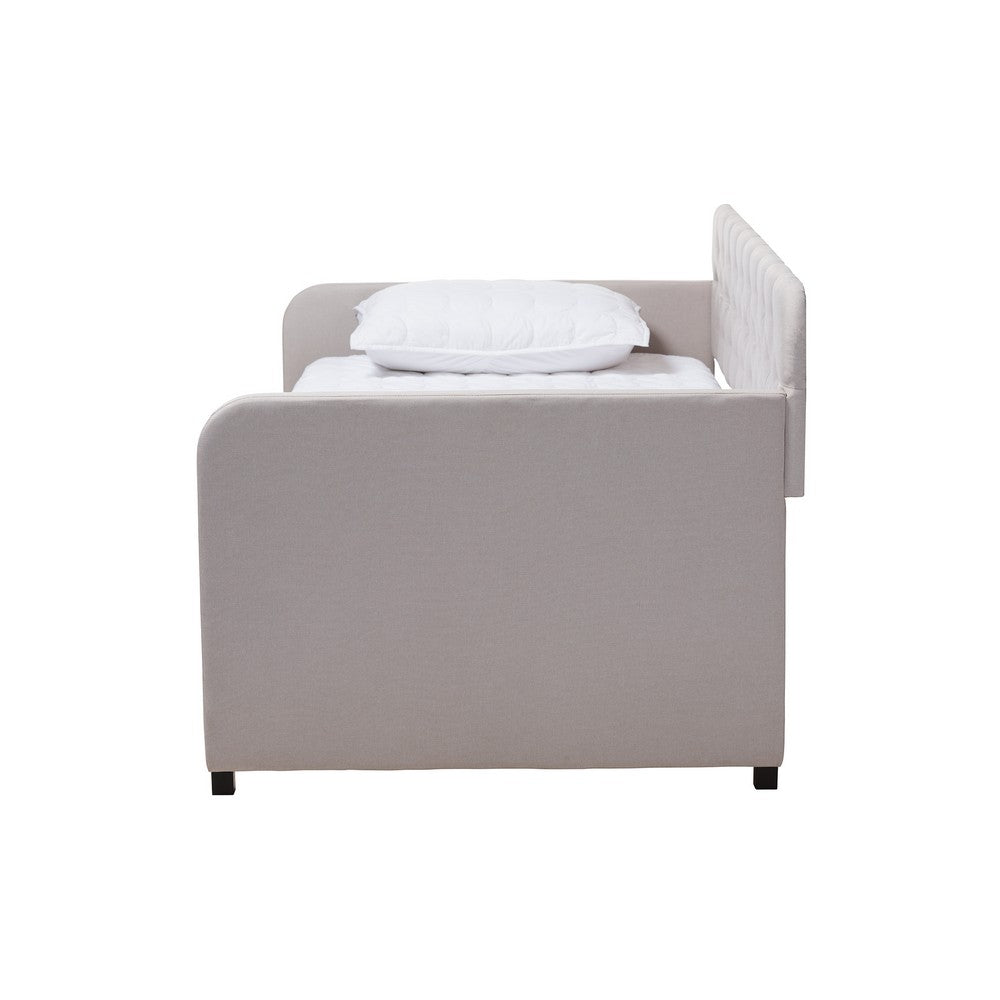 Baxton Studio - Camelia Twin Size Daybed in Beige - Camelia-Beige-Daybed view 3