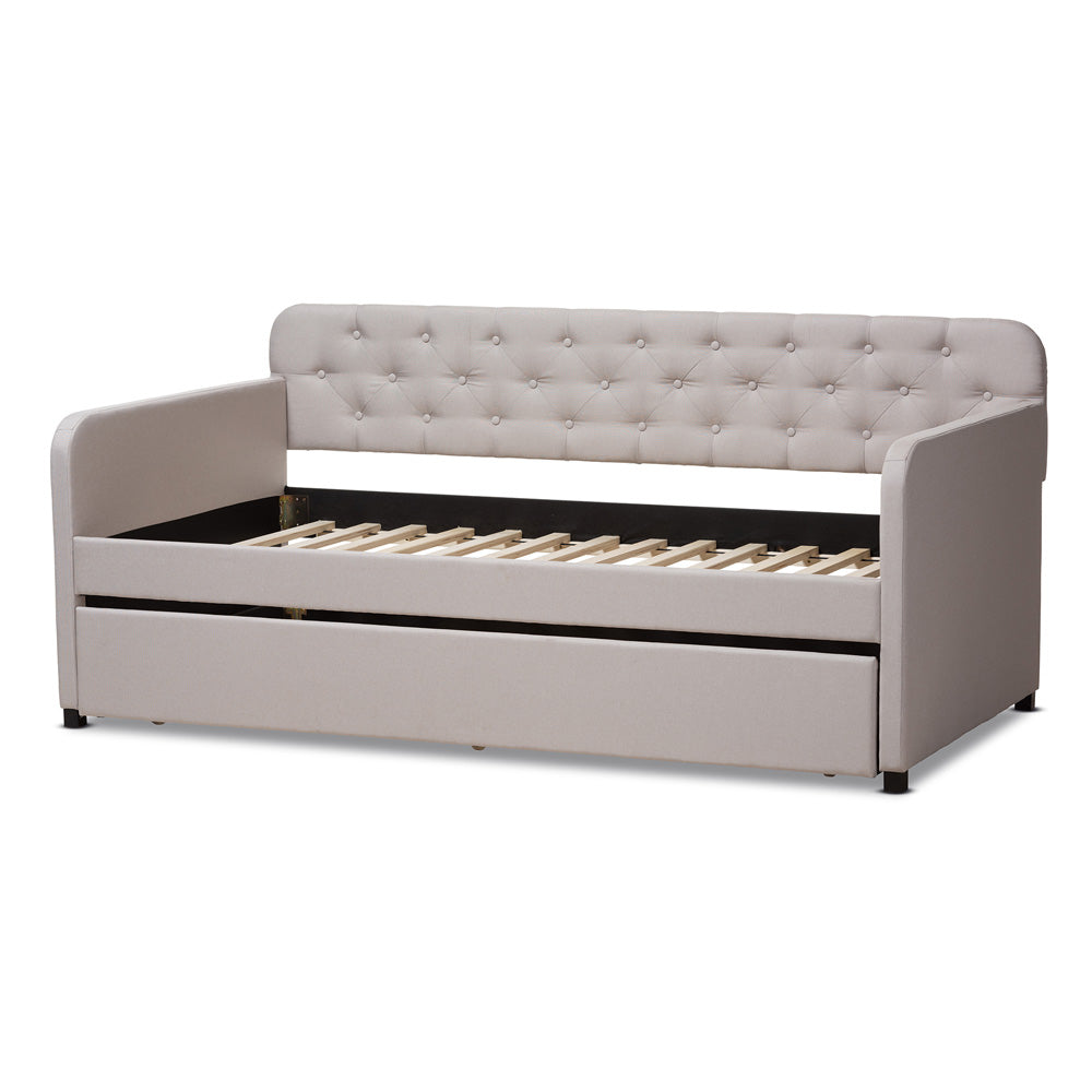Baxton Studio - Camelia Twin Size Daybed in Beige - Camelia-Beige-Daybed view 4