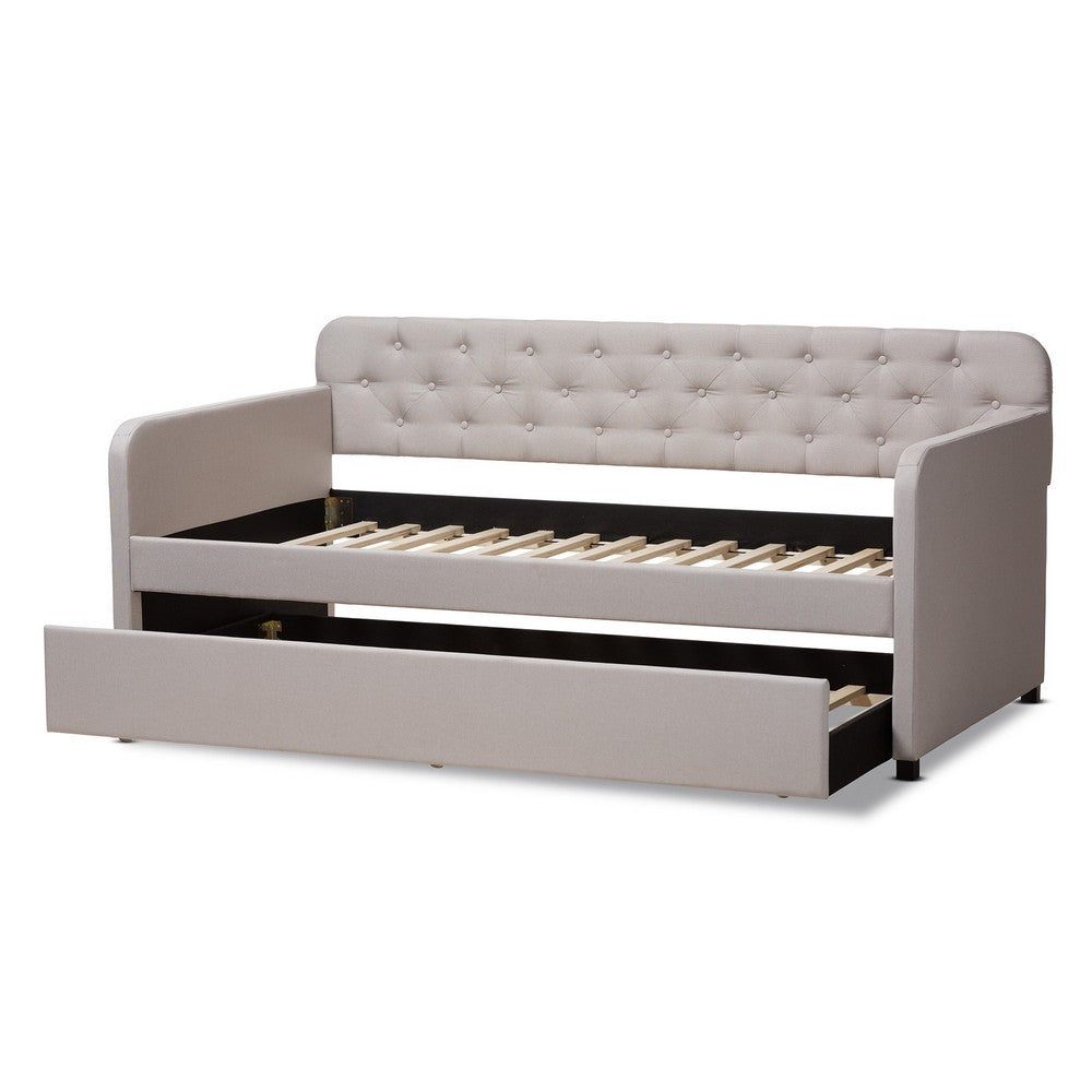 Baxton Studio - Camelia Twin Size Daybed in Beige - Camelia-Beige-Daybed view 5