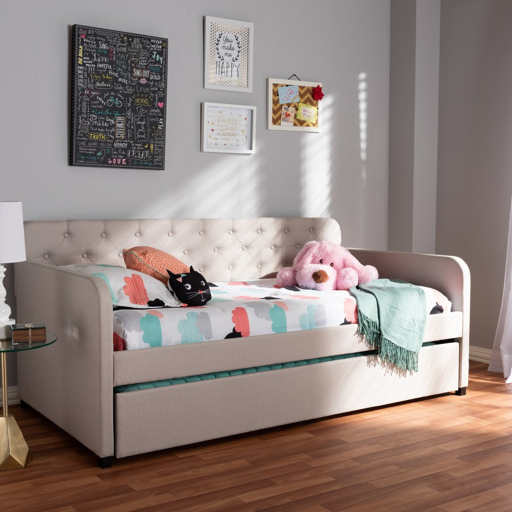 Baxton Studio - Camelia Twin Size Daybed in Beige - Camelia-Beige-Daybed view 7