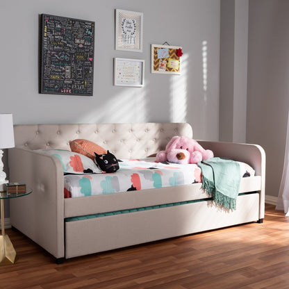 Baxton Studio - Camelia Twin Size Daybed in Beige - Camelia-Beige-Daybed view 7