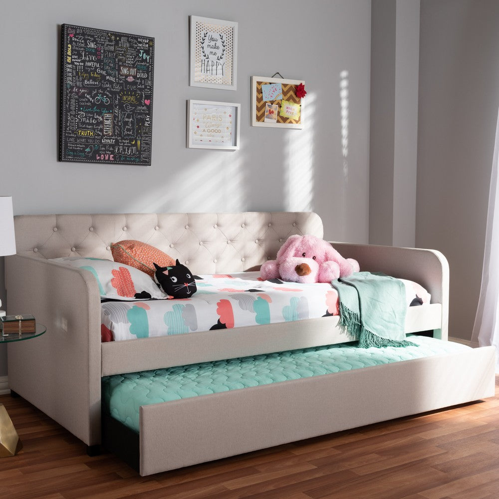 Baxton Studio - Camelia Twin Size Daybed in Beige - Camelia-Beige-Daybed view 8