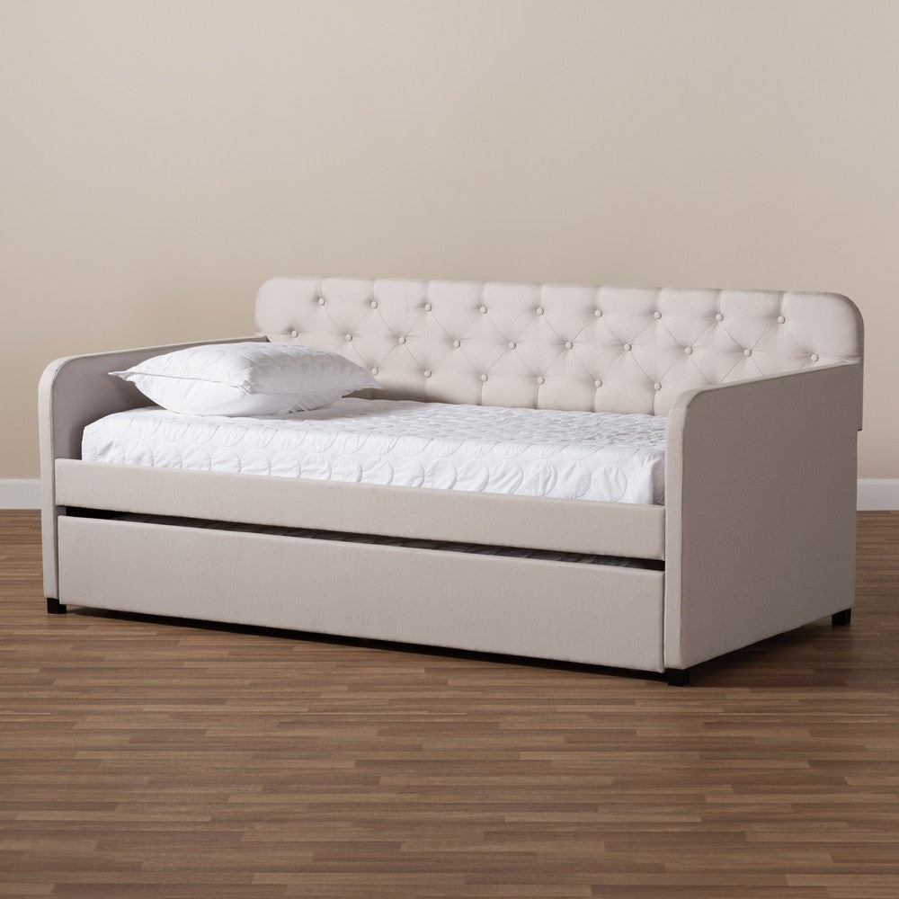 Baxton Studio - Camelia Twin Size Daybed in Beige - Camelia-Beige-Daybed view 9