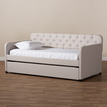 Baxton Studio - Camelia Twin Size Daybed in Beige - Camelia-Beige-Daybed view 9