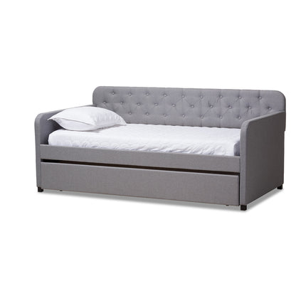 Baxton Studio - Camelia Twin Size Daybed in Light Grey - Camelia-Light Grey-Daybed view 1