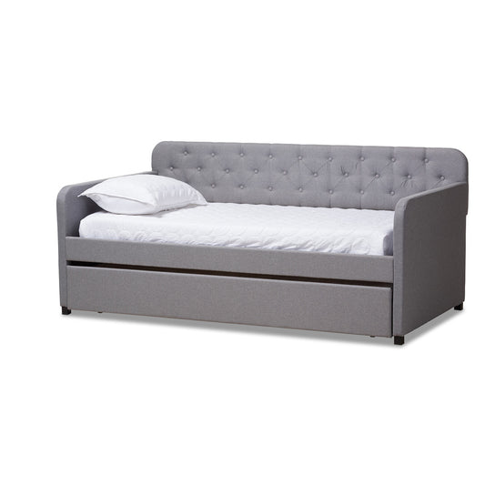 Baxton Studio - Camelia Twin Size Daybed in Light Grey - Camelia-Light Grey-Daybed view 1