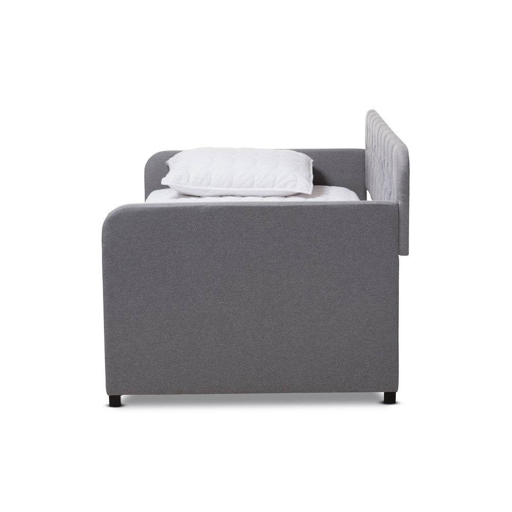 Baxton Studio - Camelia Twin Size Daybed in Light Grey - Camelia-Light Grey-Daybed view 3