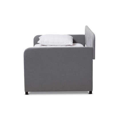 Baxton Studio - Camelia Twin Size Daybed in Light Grey - Camelia-Light Grey-Daybed view 3