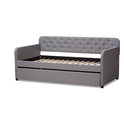 Baxton Studio - Camelia Twin Size Daybed in Light Grey - Camelia-Light Grey-Daybed view 4