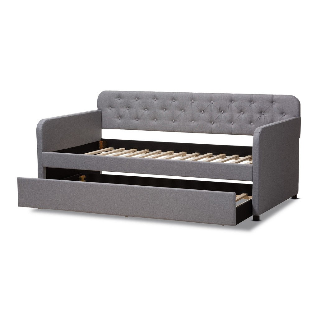 Baxton Studio - Camelia Twin Size Daybed in Light Grey - Camelia-Light Grey-Daybed view 5