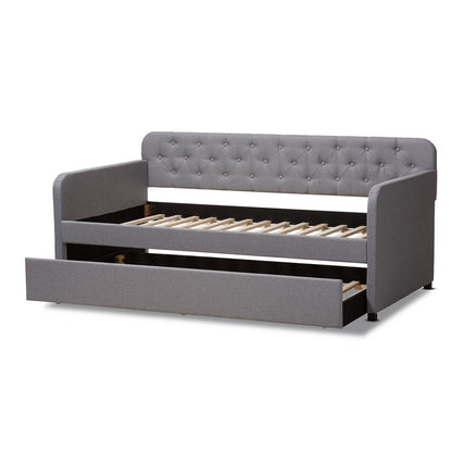 Baxton Studio - Camelia Twin Size Daybed in Light Grey - Camelia-Light Grey-Daybed view 5