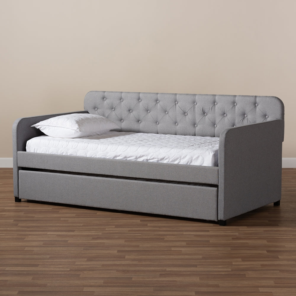 Baxton Studio - Camelia Twin Size Daybed in Light Grey - Camelia-Light Grey-Daybed view 7