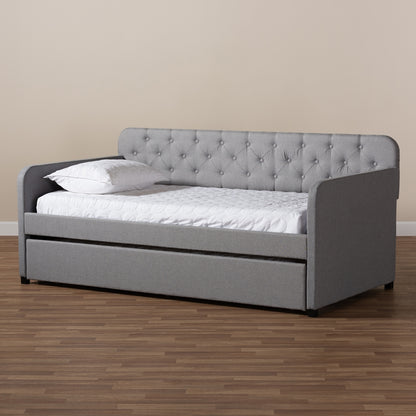 Baxton Studio - Camelia Twin Size Daybed in Light Grey - Camelia-Light Grey-Daybed view 7