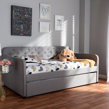 Baxton Studio - Camelia Twin Size Daybed in Light Grey - Camelia-Light Grey-Daybed view 9