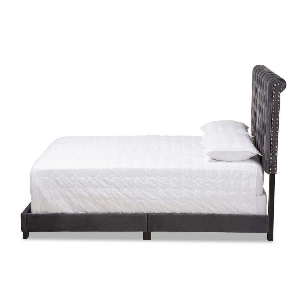 Baxton Studio - Candace Full Size Bed in Dark Grey - Candace-Grey-Full view 2