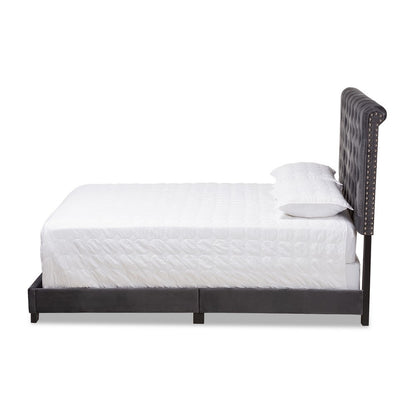 Baxton Studio - Candace Full Size Bed in Dark Grey - Candace-Grey-Full view 2